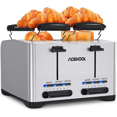4 Slice Toaster Extra-wide Slot Toasted Bread Bagels Machine With Dual Control