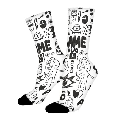 Computer Games Pattern Women Printed Crew Socks Funny Funky Socks Soft Polyester Novelty Gifts for Artists Men