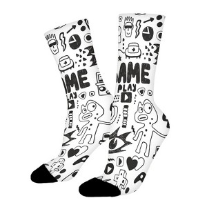 Computer Games Pattern Women Printed Crew Socks Funny Funky Socks Soft Polyester Novelty Gifts for Artists Men - 1 of 1