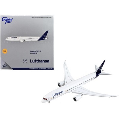 Boeing 787-9 Commercial Aircraft with Flaps Down "Lufthansa" White w/Dark Blue Tail 1/400 Diecast Model Airplane by GeminiJets