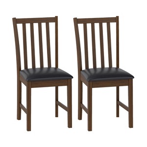 Tangkula Wooden Dining Chair Set of 2 w/Rubber Wood Frame & Padded Seat & Curved Back - 1 of 4