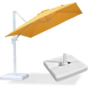 PURPLE LEAF Patio Umbrella White Cantilever Offset Umbrella Square Outdoor Umbrella with 360-degree Rotation for Garden Deck Pool - 1 of 4