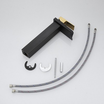 Matte Black and Gold Single Handle Vessel Sink Faucet