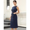 INSPIRE CHIC Women's Double Breasted Sleeveless Business Crew Formal Belted Pencil Dress - 4 of 4