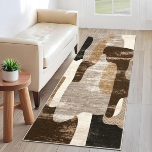 Acekool Modern Abstract Area Rug, Washable Non-Slip Low Pile Carpet, Foldable Thin Contemporary Floor Mat for Living Room Bedroom Office - 1 of 4
