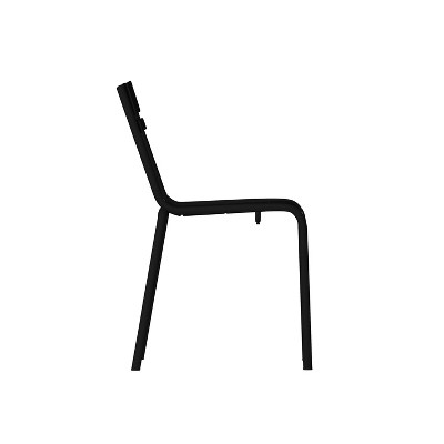 Nash Black Steel Armless Stackable Indoor-Outdoor Chairs, Set of 4