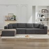 137.8" Corduroy Upholstery L-Shaped Cloud Modular Sectional Sofa with Left Chaise and Pillows, All-Foam Compression Design - 2 of 4