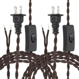 Unique Bargains Vintage Stripped Ends Twisted Cloth Covered Lamp Wires with Button and Plug 2 Pcs - 1 of 4