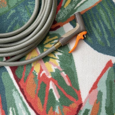 Lindsey Multicolor Floral Square Indoor/Outdoor Easy-Care Rug, 4'