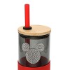 Disney Mickey Mouse Bling Badge Black 24 Oz Glass Water Bottle With Silicone Sleeve Straw & Lid - 3 of 4