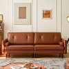ATJafurn 86 inch Genuine Leather Sofa, Mid-Century Modern Upholstered Sectional Couch Retro Luxurious Loveseat for Living Room Bedroom Office - 2 of 4