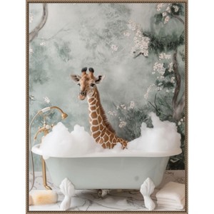 Amanti Art Giraffe Bubble Bliss by Niky Rahner Framed Canvas Wall Art - 1 of 4