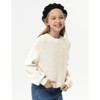 Girls Pullover Sweater Cable Knit Soft Comfy Sweater for Girls Crew Neck Sweater Puff Sleeve Ribbed Knit Cuff - 2 of 4