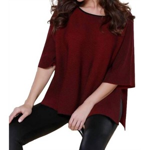 Women's 2-Tone High Slit Sweater Pullover - ANGEL - 1 of 3
