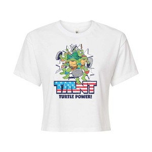 Women's - Teenage Mutant Ninja Turtles - Turtle Power Americana Cropped Graphic T-Shirt - 1 of 4
