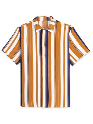 Lars Amadeus Men's Summer Striped Shirts Short Sleeves Button Down ...