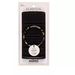 scunci No Damage Elastics with Bonus Ring Holder - Black - 4mm/40ct