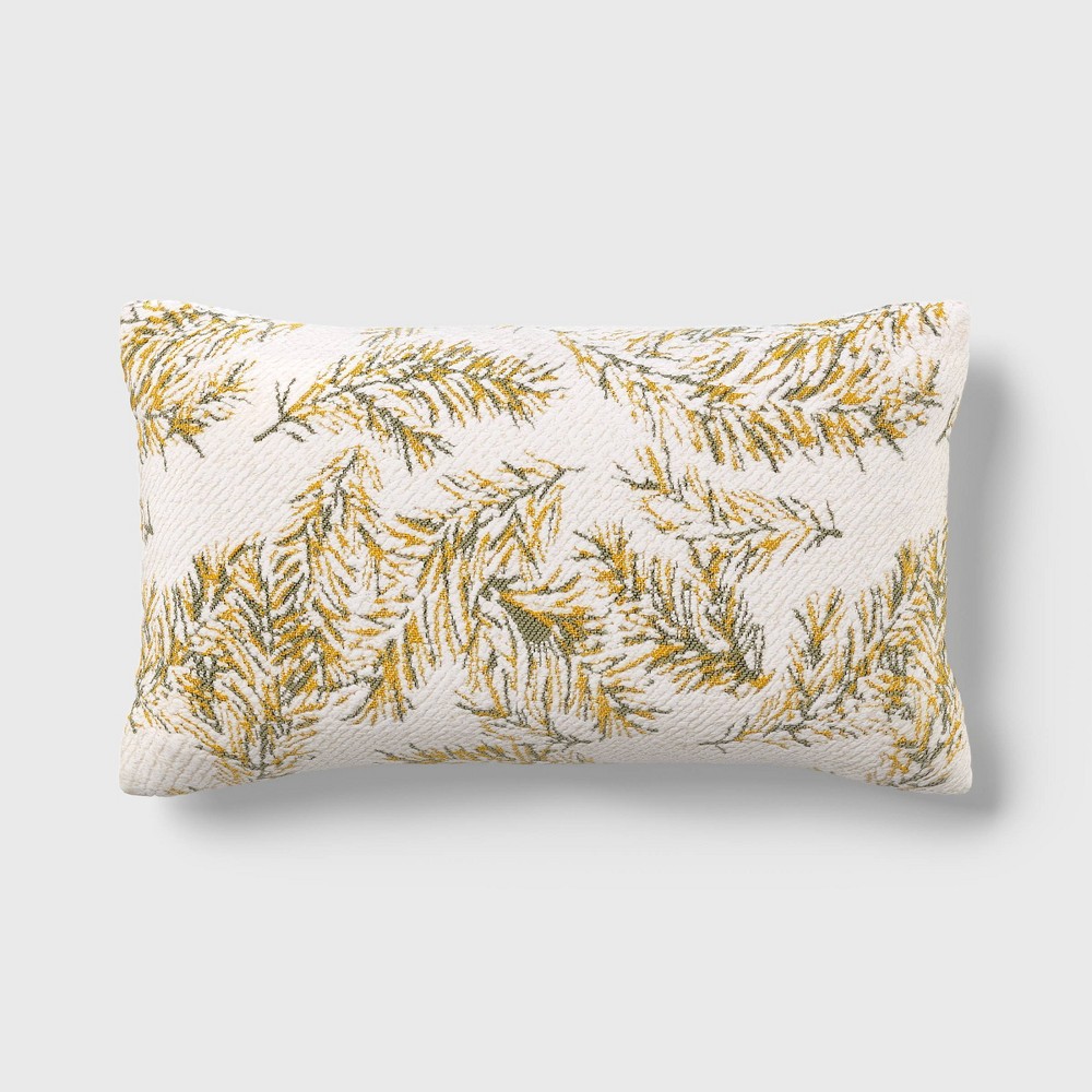 Photos - Pillow Branch Breeze Lumbar Throw  Ivory/Green/Gold - Threshold™