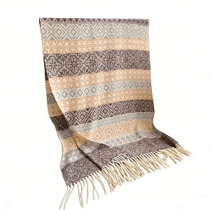 Anna-Kaci Soft Geometric Pattern Winter Scarf with Warm Cozy Knit Texture 78.5×26 Inches - 1 of 4