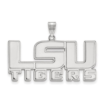 Black Bow Jewelry 10k White Gold Louisiana State Fighting Tigers NCAA Large Pendant