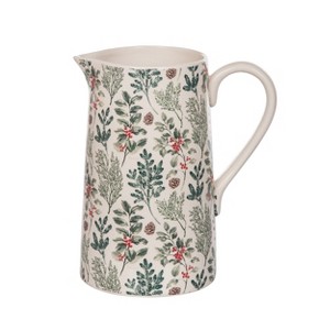 Transpac Dolomite Holiday Branches Pitcher 120oz Multicolor Ceramic Beverage Server for Christmas Tabletop Decor - 1 of 1