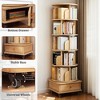 Runesay Wood Color  6 Tier Rotating Bookshelf, 360° Display Round Spinning Bookshelf with Wheels and Drawer - 4 of 4