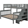 Streamdale Stairway Twin-Over-Full Bunk Bed with Storage and Guard Rail for Bedroom, Gray color - 3 of 4