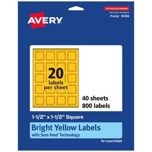 Avery Bright Yellow Paper Labels, 1.5" x 1.5" Square - 1 of 4