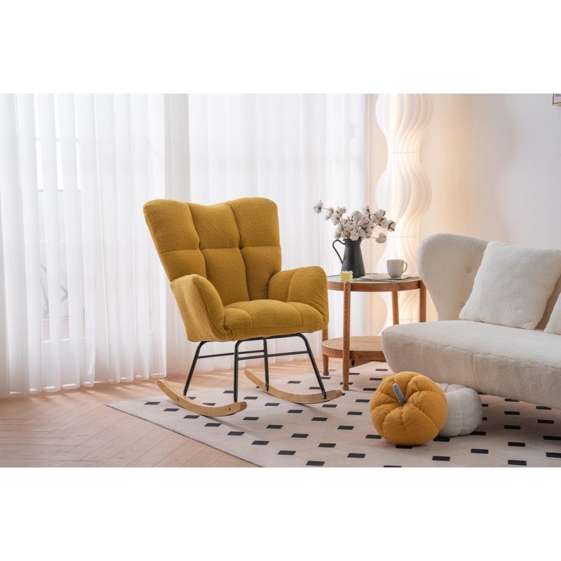 Epping Nursery Rocking Chair,Teddy Swivel Accent Chair,Upholstered Glider Rocker Rocking Accent Chair,Wingback Rocking Chairs-Maison Boucle, 2 of 12