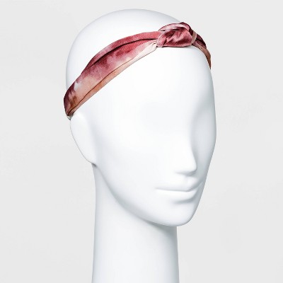 Printed Fabric with Front Knot and Elastic Back Headwrap - A New Day™ Rust