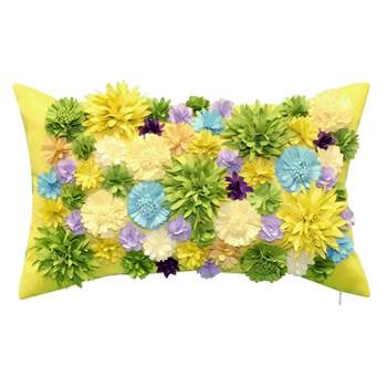 20" x 12" Floral Bouquet Dimensional Decorative Lumbar Patio Throw Pillow - Edie@Home