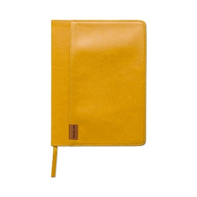 Ruled Journal Vegan Leather with Pocket 6.25"x8.25" Mellow Yellow - DesignWorks Ink: Adult Lined Notebook, Mustard, 192 Pages