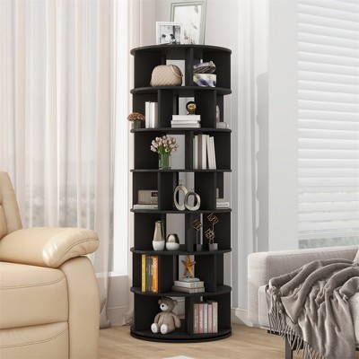Rotating Shoe Rack Tower, 7-Tier Spinning Shoe Shelf with 5 Grids Per Layer, Display Rack, 360° Revolving Shoe Carousel Closet Organizer for Entryway