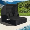 Tangkula Patio Rattan Daybed with Retractable Canopy Wicker Sun Lounger with 2 Foldable Side Panels Thick Seat & Back Cushions - 2 of 4