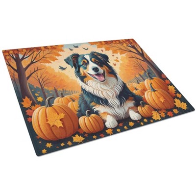 NEW Australian Shepherd Terrier Fall Glass Cutting Board Decorative Tempered Glass Kitchen Cutting and Serving Board Large Size Chopping Board