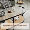 37" Oval Coffee Table with Rattan Storage Shelf, 2-Tier Metal Frame Mid Century Modern Center Tables for Living Room, Office, Small Space - 4 of 4