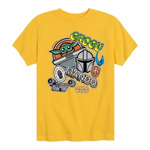 Boys' - The Mandalorian - Mando Grogu Stickers Short Sleeve Graphic T-Shirt - 1 of 4