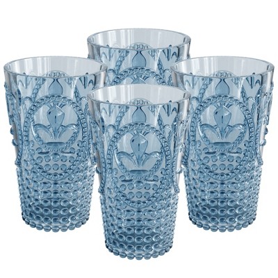 Threshold Blue Plastic Textured Tall Tumbler Drinking Glass Cup 4