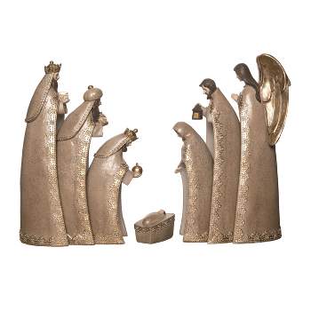 Transpac Resin 11 in. Bronze Christmas Elegantly Minimal Nativity Set of 7