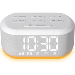 Aoibox Digital Alarm Clock with White Noise Machine & Night Light,30 Wake-Up Sounds,27 Sleep Sounds,12 Color Options, Snooze Function,32 Volume Levels - 1 of 4