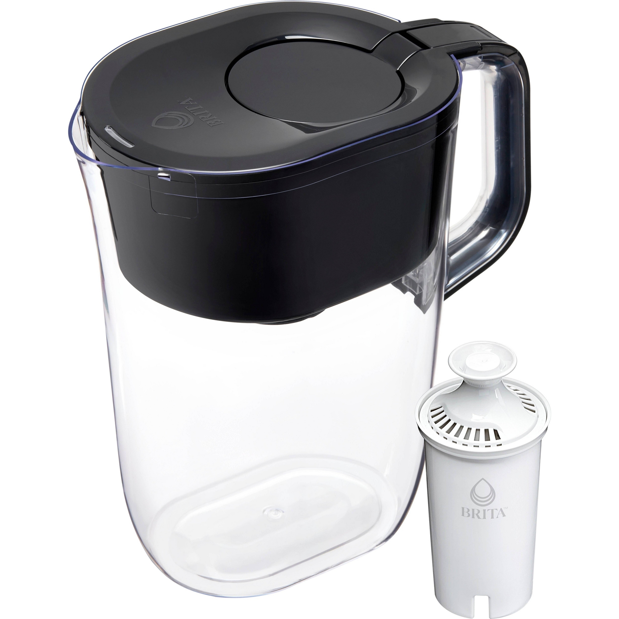 Brita Water Filter 10-Cup Tahoe Water Pitcher Dispenser Black: Easy-Fill Lid, Electronic Indicator
