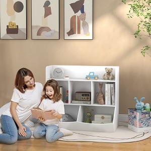 APRILSOUL Kids Toy Shelf, 3 Tier Kids Bookcase with 5 Compartment - 1 of 4