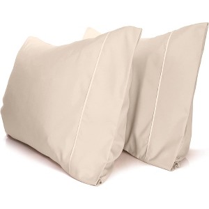 LuxClub 2 PC Performance Microfiber Solid Pillowcase Set - 1 of 3