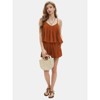 EXLURA Womens Summer Romper Dress 2025 V Neck Spaghetti Strap Pleated Shorts Jumpsuit Beach Vacation Outfits with Pockets - 4 of 4