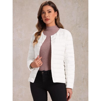 INSPIRE CHIC Women's Winter Lightweight Button Down Packable Long Sleeve Puffer Jacket Medium White — фото 3
