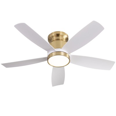 42" Low Profile Ceiling Fan with Lights RemoteQuiet DC Motor Modern Gold Outdoor Indoor Flush Mount Ceiling Fans for Bedroom Porch Patio