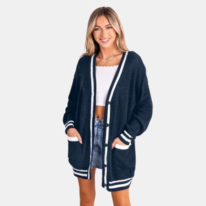 Women's Black Long Sleeve Button Up Cardigan -Cupshe - 1 of 4