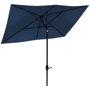 Aghana Digitals 6.5'x10' Coffee Patio Umbrella with Crank Lift, Push-Button Tilt - UV50+ - 1 of 4