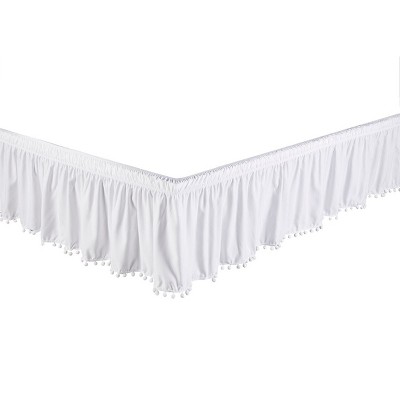 Legacy Decor Bed Skirt Dust Ruffle with Pom-Pom Fringe 100% Brushed Microfiber with 14” Drop
