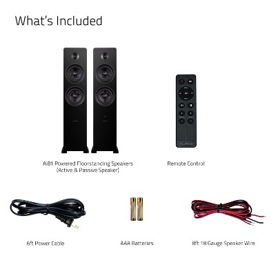 Natural Walnut Wireless Floorstanding Speakers with Bluetooth and Optical Audio